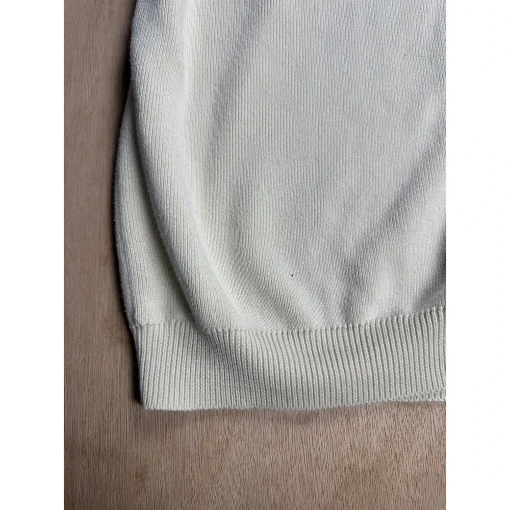 Eddie Bauer Mens Cotton VNeck Button Up Sleeveless Sweater Vest Cream Y2K Size L